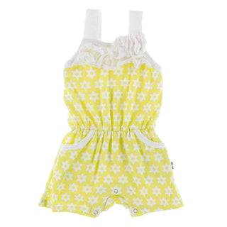 Print Bamboo Flower Romper with Pockets - Lime Blossom Stellini Baby One-Pieces