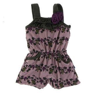 Print Bamboo Flower Romper with Pockets - Raisin Grape Vines Baby One-Pieces