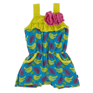 Print Bamboo Flower Romper with Pockets - Tropical Fruit Baby One-Pieces