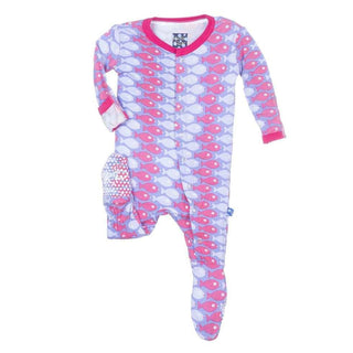 Print Bamboo Footie with Snaps - Forget Me Not Piranha Baby & Toddler Sleepwear