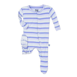 Print Bamboo Footie with Snaps- Girl Tropical Stripe Baby & Toddler Sleepwear