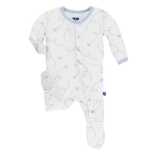 Print Bamboo Footie with Snaps - Natural Flies Baby & Toddler Sleepwear