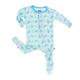 Print Bamboo Footie with Snaps - Palm Frond Baby & Toddler Sleepwear