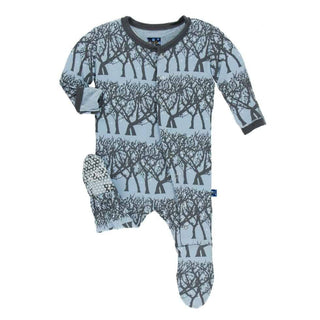 Print Bamboo Footie with Snaps - Pond Fireflies Baby & Toddler Sleepwear