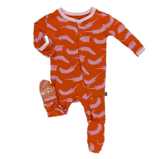 Print Bamboo Footie with Snaps - Poppy River Otter KicKee Pants