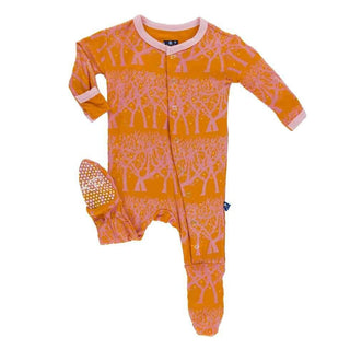 Print Bamboo Footie with Snaps - Sunset Fireflies KicKee Pants