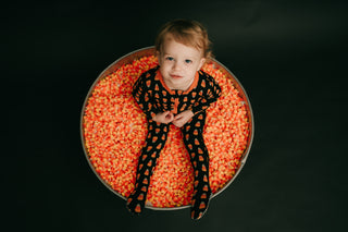 Print Bamboo Footie with 2-Way Zipper - Midnight Candy Corn Baby & Toddler Sleepwear