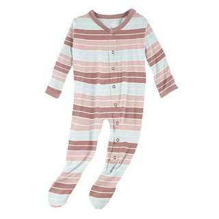 Print Bamboo Footie with Snaps - Active Stripe Baby & Toddler Sleepwear