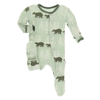 Print Bamboo Footie with Snaps - Aloe Bears and Treeline Baby & Toddler Sleepwear