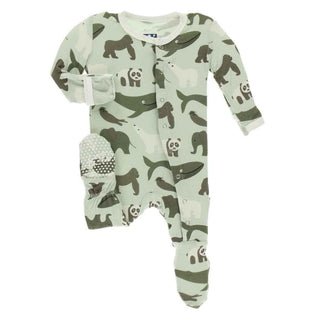 Print Bamboo Footie with Snaps - Aloe Endangered Animals Baby & Toddler Sleepwear