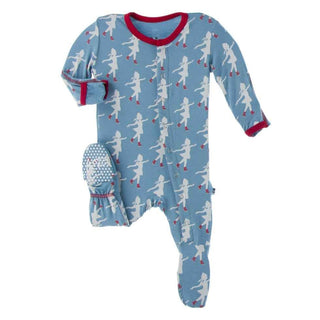 KicKee Pants Print Footie with Snaps - Blue Moon Ice Skater