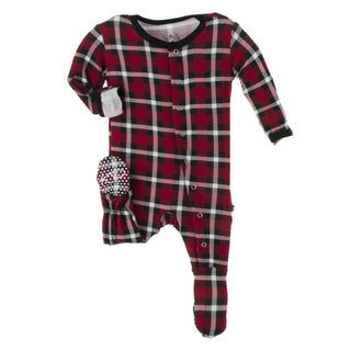 Print Bamboo Footie with Snaps - Crimson 2020 Holiday Plaid Baby & Toddler Sleepwear