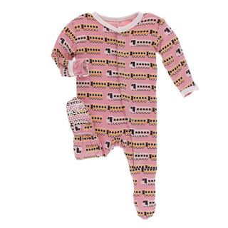 Print Bamboo Footie with Snaps - Desert Rose Indian Train Baby & Toddler Sleepwear