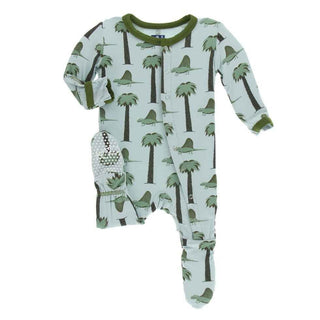 Print Bamboo Footie with Snaps - Dimetrodon Baby & Toddler Sleepwear