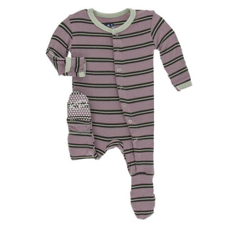 Print Bamboo Footie with Snaps - Elderberry Kenya Stripe Baby & Toddler Sleepwear