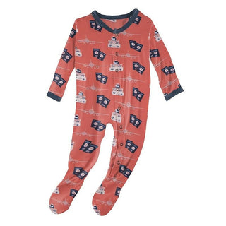 Print Bamboo Footie with Snaps - English Rose Travel Guide Baby & Toddler Sleepwear