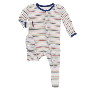 Print Bamboo Footie with Snaps - Everyday Heroes Multi Stripe Baby & Toddler Sleepwear