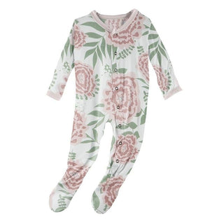 Print Bamboo Footie with Snaps - Fresh Air Florist KicKee Pants