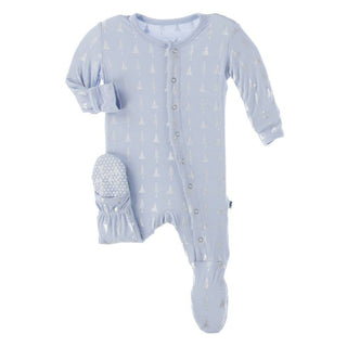 Print Bamboo Footie with Snaps - Frost Silver Trees Baby & Toddler Sleepwear