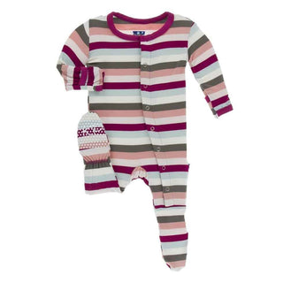 Print Bamboo Footie with Snaps - Geology Stripe Baby & Toddler Sleepwear