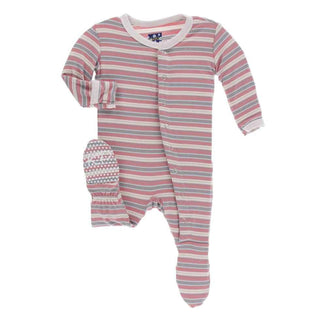 Print Bamboo Footie with Snaps - India Dawn Stripe Baby & Toddler Sleepwear