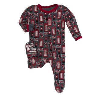 Print Bamboo Footie with Snaps - Life About Town Baby & Toddler Sleepwear