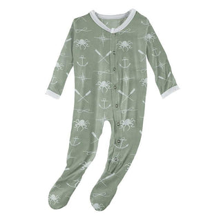 Print Bamboo Footie with Snaps - Lily Pad Captain and Crew Baby & Toddler Sleepwear