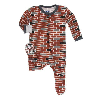 Print Bamboo Footie with Snaps - London Brick Baby & Toddler Sleepwear