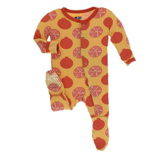 Print Bamboo Footie with Snaps - Marigold Pomegranate Baby & Toddler Sleepwear