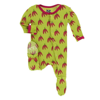 Print Bamboo Footie with Snaps - Meadow Chili Peppers Baby & Toddler Sleepwear