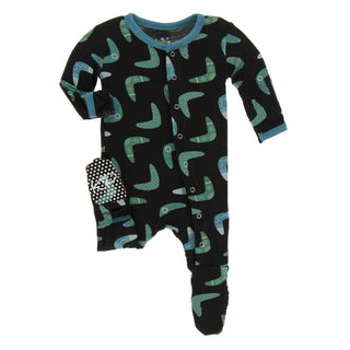 Print Bamboo Footie with Snaps - Midnight Boomerang Baby & Toddler Sleepwear