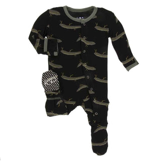 Print Bamboo Footie with Snaps - Midnight Electric Eels Baby & Toddler Sleepwear