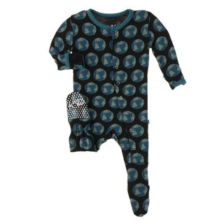 Print Bamboo Footie with Snaps - Midnight Environmental Protection Baby & Toddler Sleepwear