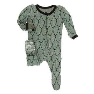 Print Bamboo Footie with Snaps - Midnight Feathers Baby & Toddler Sleepwear