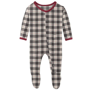 Print Bamboo Footie with Snaps - Midnight Holiday Plaid Baby & Toddler Sleepwear