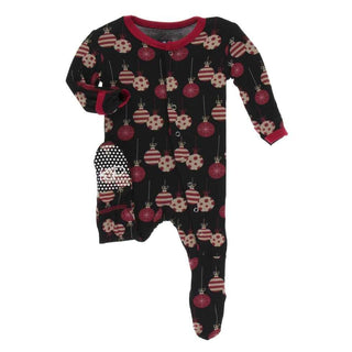 Print Bamboo Footie with Snaps - Midnight Ornaments Baby & Toddler Sleepwear