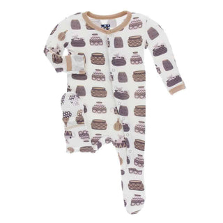 Print Bamboo Footie with Snaps - Natural Bush Baby KicKee Pants