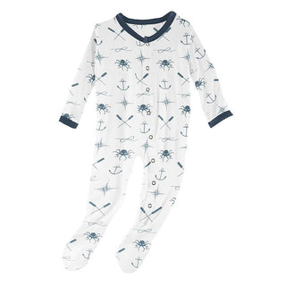 Print Bamboo Footie with Snaps - Natural Captain and Crew Baby & Toddler Sleepwear