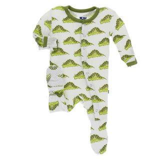 Print Bamboo Footie with Snaps - Natural Caterpillars KicKee Pants