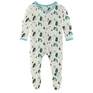 KicKee Pants Print Footie with Snaps - Natural Chairlift