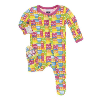 Print Bamboo Footie with Snaps - Natural Houses Baby & Toddler Sleepwear