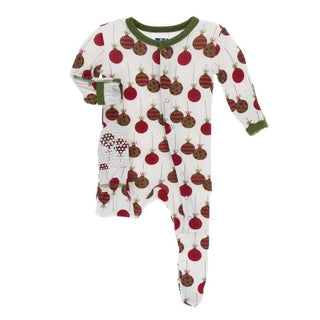 Print Bamboo Footie with Snaps - Natural Ornaments Baby & Toddler Sleepwear