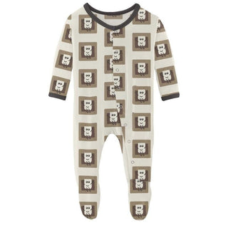 Print Bamboo Footie with Snaps - Natural S'mores KicKee Pants