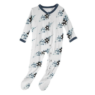 Print Bamboo Footie with Snaps - Natural Soccer Splash Baby & Toddler Sleepwear