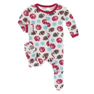 Print Bamboo Footie with Snaps - Natural Sports Baby & Toddler Sleepwear