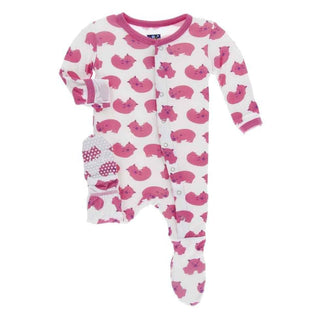 Print Bamboo Footie with Snaps - Natural Wombat Baby & Toddler Sleepwear