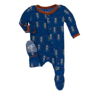 Print Bamboo Footie with Snaps - Navy Lantern Festival Baby & Toddler Sleepwear