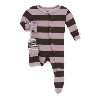 Print Bamboo Footie with Snaps - Paleontology Flora Stripe Baby & Toddler Sleepwear