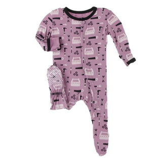 Print Bamboo Footie with Snaps - Pegasus Construction Baby & Toddler Sleepwear