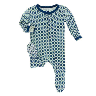 Print Bamboo Footie with Snaps - Pistachio Taj Mahal Baby & Toddler Sleepwear